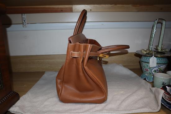 A Hermes tan leather Birkin handbag, with dust bag (puchased 1998 from Paris store) Width 35cm
